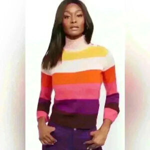 NY & CO rhinestone shoulder colorblock turtleneck sweater size XS